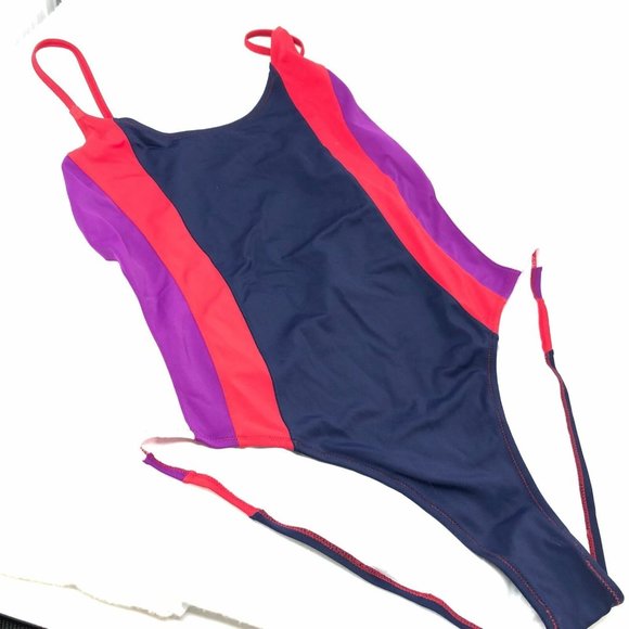Sundry Anthropologie Colorblock One Piece Swim Suit Size Large 3 Bathing Suit - Picture 11 of 16
